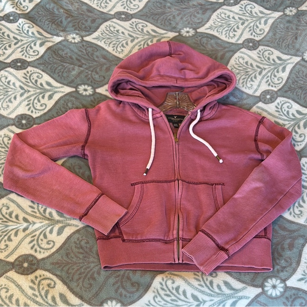 Used XS, American Eagle, Pink Crop Jacket
